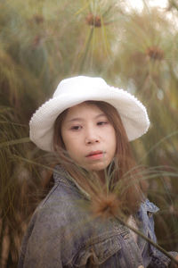 Portrait of a girl wearing hat