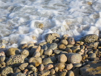 Close-up of pebbles at beach