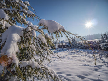 Snow covered mountain against sky