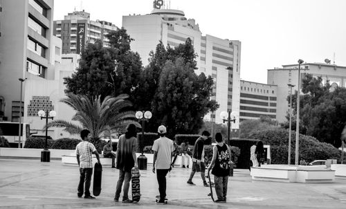 Panoramic view of people in city