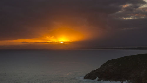 Scenic view of sea at sunset