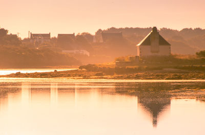 Seaside landscape in brittany along the ria d'etel in summer