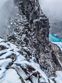 Scenic view of snow covered mountain against sky