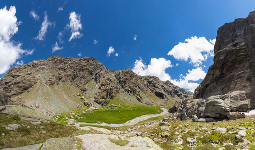 Scenic view of rocky mountains against sky