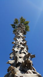 Low angle view of statue against clear blue sky