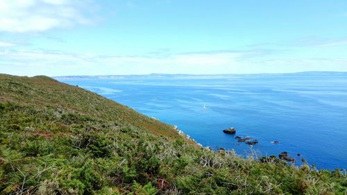 High angle view of sea against sky