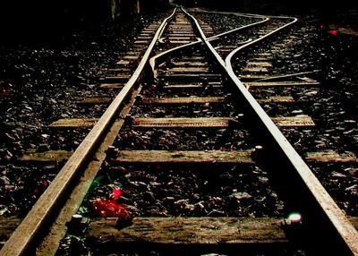 Railroad track at night