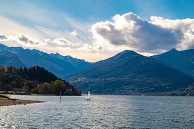 A view of lake como, photographed from colico, on the lecco side of the lake.