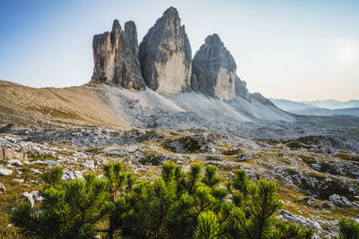 Scenic view of rocky mountains against sky
