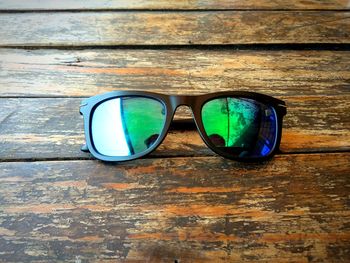 High angle view of sunglasses on table