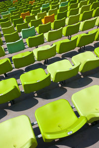 High angle view of empty chairs