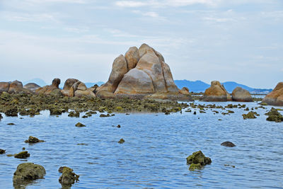 Rock formations in sea at koh samui