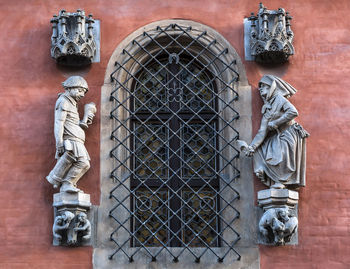 View of statue against building