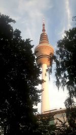 Low angle view of tower against sky