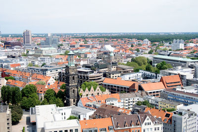 High angle view of townscape against sky