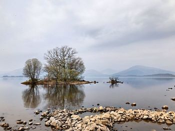 Scenic view of lake against sky