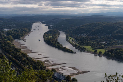 High angle view of river