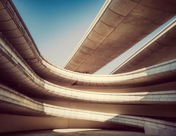 Low angle view of built structures against clear sky