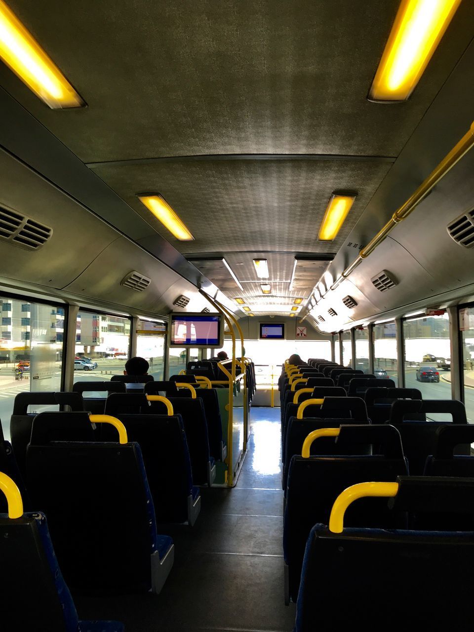 VIEW OF BUS IN AIRPLANE