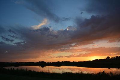 Dramatic sky over lake