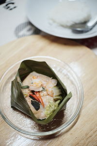 High angle view of sushi served in plate