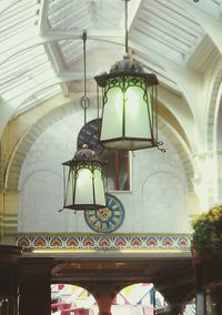 Low angle view of illuminated ceiling