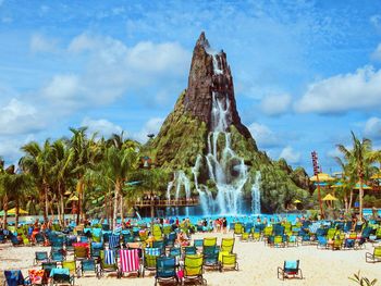 People at universals volcano bay