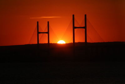 Silhouette landscape against sky during sunset