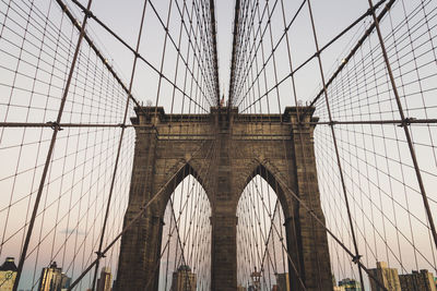 Low angle view of suspension bridge