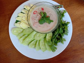 High angle view of meal served in plate