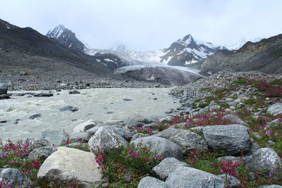 Scenic view of rocky mountains against sky