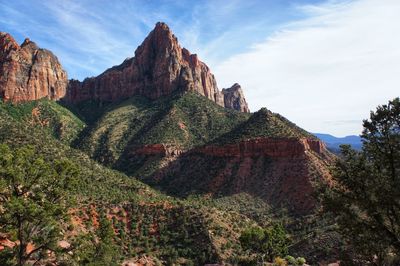 Scenic view of rocky mountains against sky