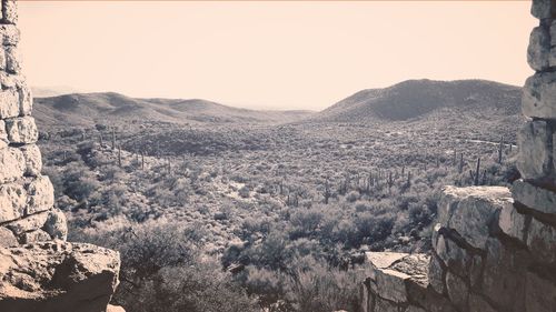 Scenic view of mountains against clear sky