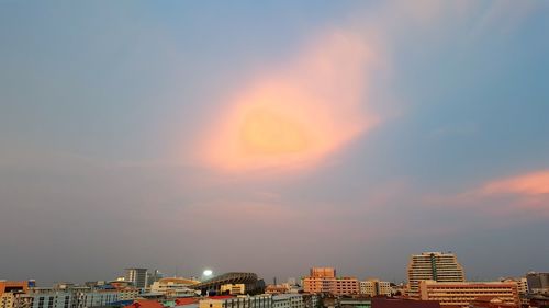 View of buildings against cloudy sky