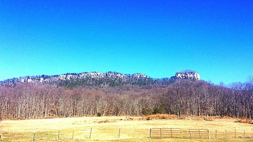 Landscape against clear blue sky