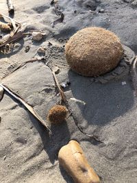 High angle view of stones on beach
