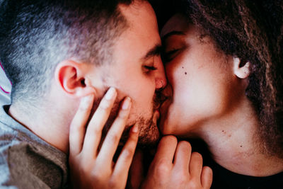 Close-up of couple kissing