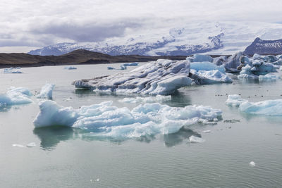 Landscape of the glacier lagoon of jokulsarlon