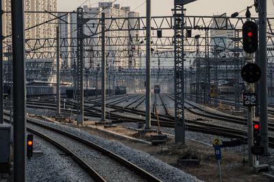 Railroad tracks in train