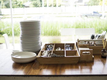 Table and chairs in restaurant