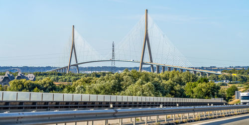 Impression of the normandy bridge that spans the river seine linking le havre to honfleur in france