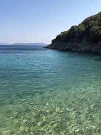 Scenic view of sea against clear sky