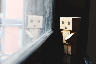 Close-up of danboard on window sill