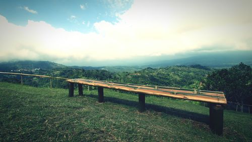 Scenic view of landscape against cloudy sky