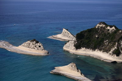 High angle view of rocks on beach