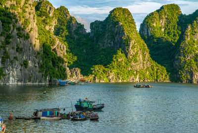 Scenic view of sea and mountains