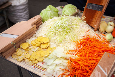 High angle view of fruits on table