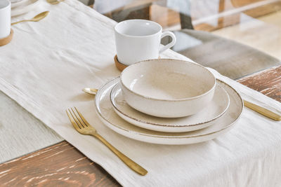 High angle view of coffee on table