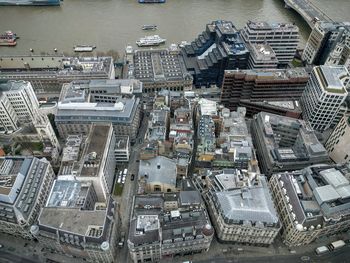 High angle view of buildings and thames river