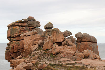 Bizarre rocks on the pink granite coast - great natural site of ploumanach, brittany, france